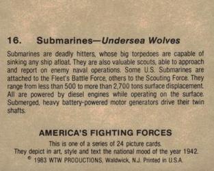 1983 WTW America's Fighting Forces #16 Submarines Back