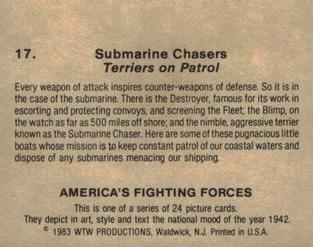 1983 WTW America's Fighting Forces #17 Submarine Chasers Back