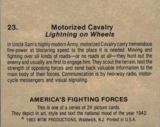 1983 WTW America's Fighting Forces #23 Motorized Cavalry Back