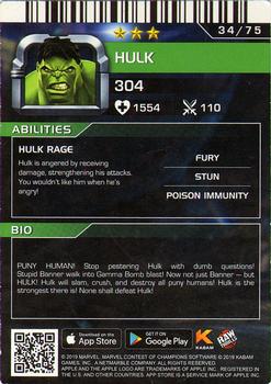 2019 Dave & Buster's Marvel Contest of Champions #34 Hulk Back
