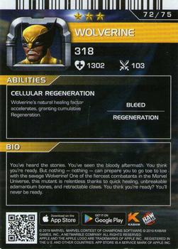 2019 Dave & Buster's Marvel Contest of Champions #72 Wolverine Back