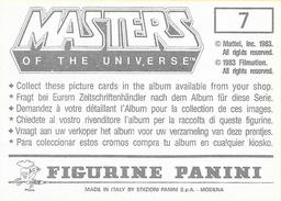 1983 Panini Masters of the Universe Stickers #7 Sticker 7 Back