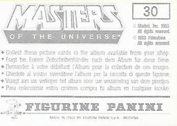 1983 Panini Masters of the Universe Stickers #30 Sticker 30 Back