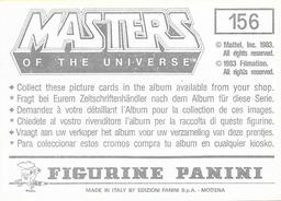 1983 Panini Masters of the Universe Stickers #156 Sticker 156 Back