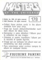 1983 Panini Masters of the Universe Stickers #178 Sticker 178 Back