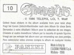 1986 Panini Thundercats Stickers #10 Sticker 10 Back