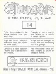 1986 Panini Thundercats Stickers #14 Sticker 14 Back