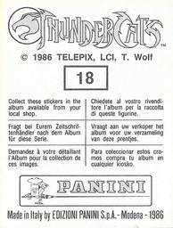 1986 Panini Thundercats Stickers #18 Sticker 18 Back