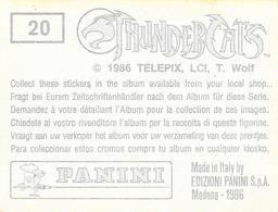 1986 Panini Thundercats Stickers #20 Sticker 20 Back