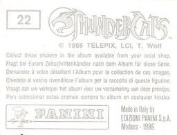 1986 Panini Thundercats Stickers #22 Sticker 22 Back