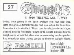 1986 Panini Thundercats Stickers #27 Sticker 27 Back