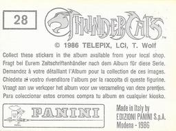 1986 Panini Thundercats Stickers #28 Sticker 28 Back
