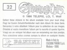 1986 Panini Thundercats Stickers #32 Sticker 32 Back