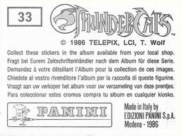 1986 Panini Thundercats Stickers #33 Sticker 33 Back