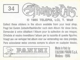 1986 Panini Thundercats Stickers #34 Sticker 34 Back