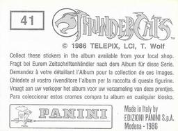 1986 Panini Thundercats Stickers #41 Sticker 41 Back