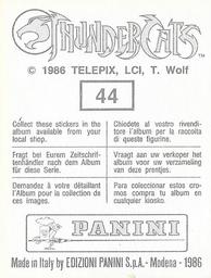 1986 Panini Thundercats Stickers #44 Sticker 44 Back