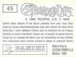 1986 Panini Thundercats Stickers #45 Sticker 45 Back