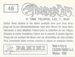 1986 Panini Thundercats Stickers #46 Sticker 46 Back