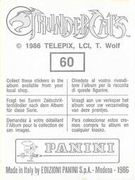 1986 Panini Thundercats Stickers #60 Sticker 60 Back