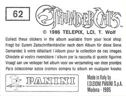 1986 Panini Thundercats Stickers #62 Sticker 62 Back
