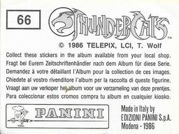 1986 Panini Thundercats Stickers #66 Sticker 66 Back