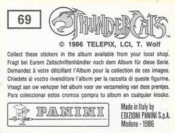 1986 Panini Thundercats Stickers #69 Sticker 69 Back