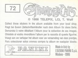 1986 Panini Thundercats Stickers #72 Sticker 72 Back