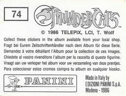 1986 Panini Thundercats Stickers #74 Sticker 74 Back