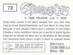 1986 Panini Thundercats Stickers #78 Sticker 78 Back