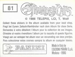 1986 Panini Thundercats Stickers #81 Sticker 81 Back