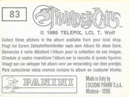 1986 Panini Thundercats Stickers #83 Sticker 83 Back