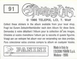 1986 Panini Thundercats Stickers #91 Sticker 91 Back