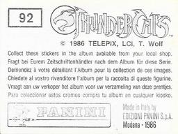 1986 Panini Thundercats Stickers #92 Sticker 92 Back