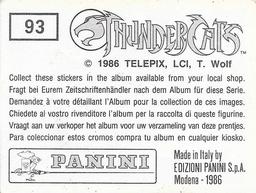 1986 Panini Thundercats Stickers #93 Sticker 93 Back