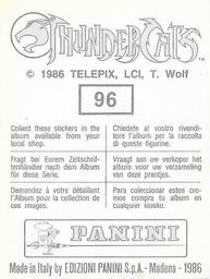 1986 Panini Thundercats Stickers #96 Sticker 96 Back