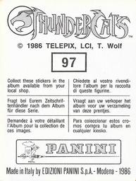 1986 Panini Thundercats Stickers #97 Sticker 97 Back