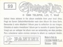 1986 Panini Thundercats Stickers #99 Sticker 99 Back