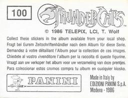 1986 Panini Thundercats Stickers #100 Sticker 100 Back