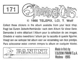 1986 Panini Thundercats Stickers #171 Sticker 171 Back