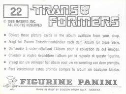 1986 Panini Transformers Stickers #22 
