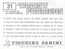 1986 Panini Transformers Stickers #31 
