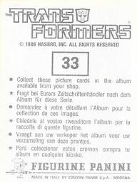 1986 Panini Transformers Stickers #33 