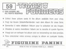 1986 Panini Transformers Stickers #59 