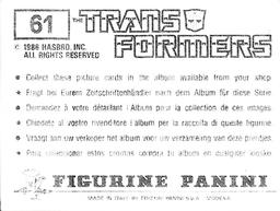 1986 Panini Transformers Stickers #61 