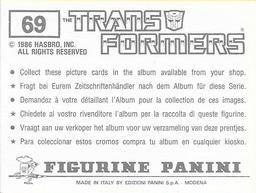 1986 Panini Transformers Stickers #69 