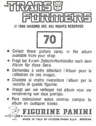 1986 Panini Transformers Stickers #70 