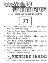 1986 Panini Transformers Stickers #71 