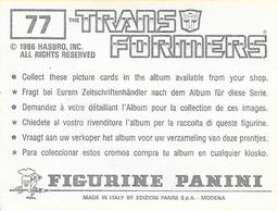1986 Panini Transformers Stickers #77 