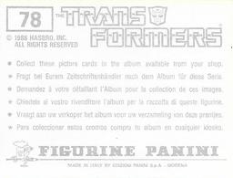 1986 Panini Transformers Stickers #78 